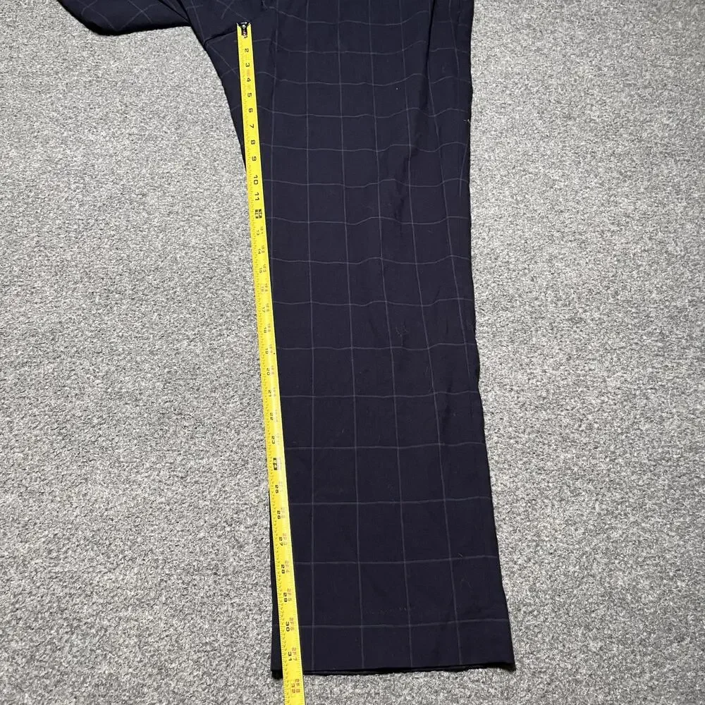 Banana Republic Pants Mens 36x32 Blue Plaid Wool Flat Front Comfort Stretch